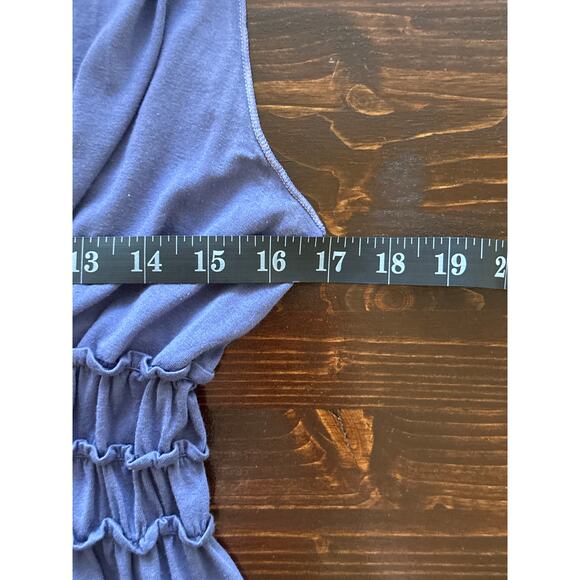 90s Y2K Max Studio Babydoll Tunic L Perrywinkle Blue Ruched Waist Going Out Top - Picture 8 of 10